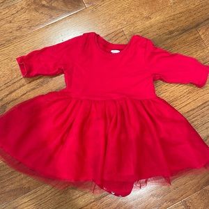 Baby girl red Christmas dress size 3-6 month with attached tulle skirt